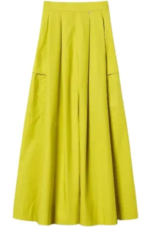 Twin-Set Femme, Jupes, Vert, Taille: 40 FR Jupe Longue Plissée avec Effet de Volume