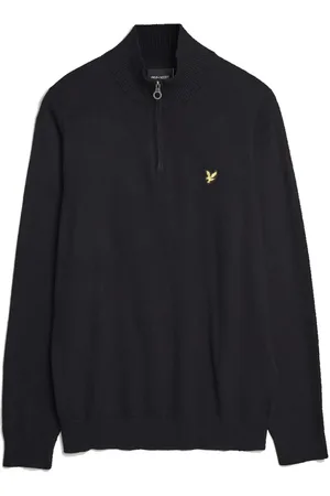 Lyle & Scott Homme, Pulls, Noir, Taille: L Pull en Mérinos à Quart de Zip en Noir