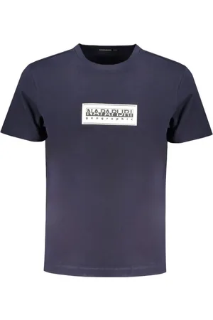 Napapijri Homme, Tops, Bleu, Taille: L T-shirt en Coton Bleu avec Imprimé