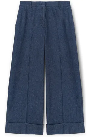 Motivi Femme, Jeans, Bleu, Taille: 44 FR Pantalon cropped en denim mélangé lyocell