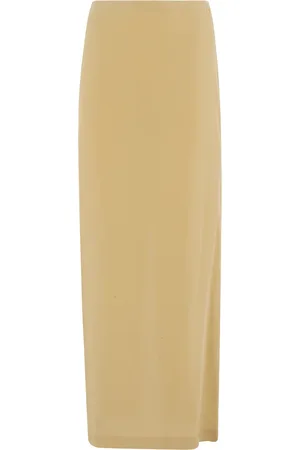 ALYSI Femme, Jupes, , Taille: 36 FR Jupe Midi en Soie Couleur Graine