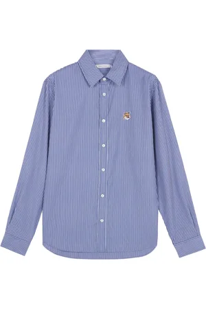 Maison Kitsuné Homme, Chemises, Bleu, Taille: M Chemise Bleue avec Logo Fox Head