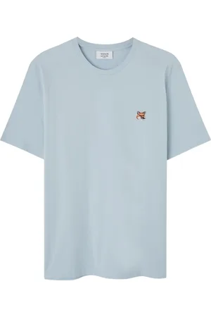 Maison Kitsuné Homme, Tops, Bleu, Taille: S Chemise Bleue à Logo Brodé