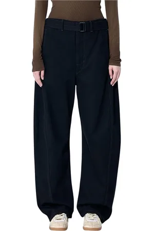 LEMAIRE Femme, Pantalons, Noir, Taille: 36 FR Pantalon Large Ceinturé et Torsadé
