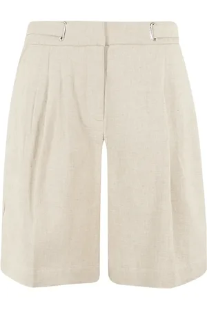 REMAIN Birger Christensen Femme, Shorts, Blanc, Taille: 38 FR Pantalon taille haute plissé