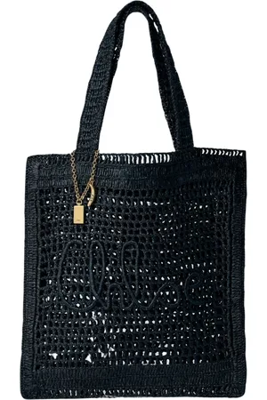 Chloé Femme, Sacs, Noir, Taille: ONE Size Sac fourre-tout en raphia avec motif logo