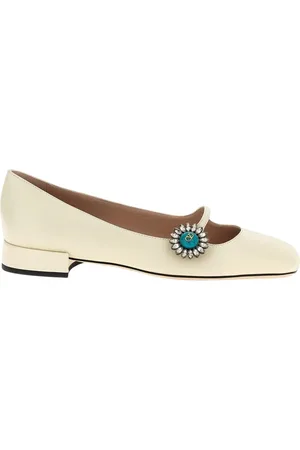 VALENTINO GARAVANI Femme, Chaussures, , Taille: 38 1/2 EU Ballerines en cuir noir avec décoration florale