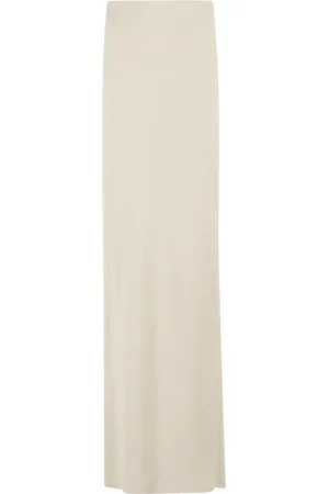 ERIKA CAVALLINI Femme, Jupes, Blanc, Taille: 36 FR Jupe Midi en Lin avec Fente