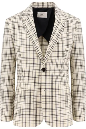 Ami Homme, Vestes, Multicolore, Taille: M Blazer en Laine Classique Blanc