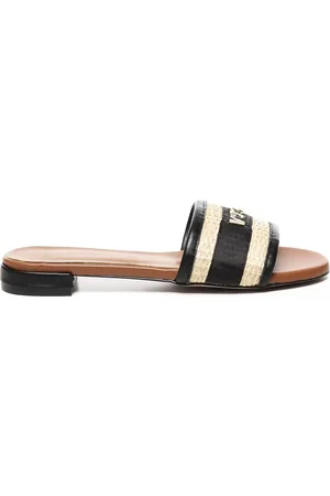 V°73 Femme, Chaussures, Noir, Taille: 40 EU Sandales Noires en Cuir à Bout Ouvert