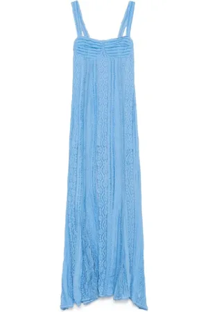 CHARO RUIZ IBIZA Femme, Robes, Bleu, Taille: 40 FR Robe Bleue avec Panneau en Dentelle