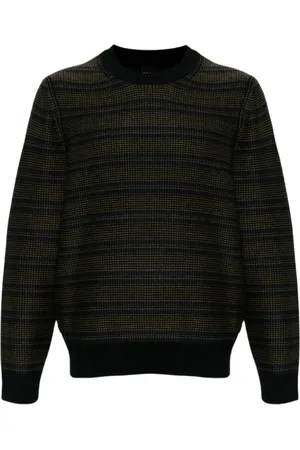 HUGO BOSS Homme, Pulls, Noir, Taille: S Pull à col rond rayé