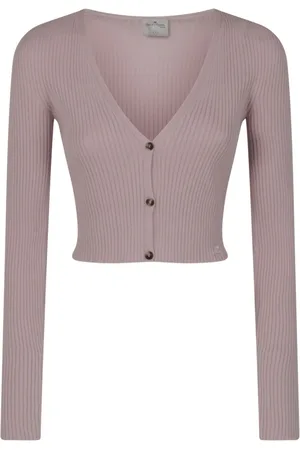 Courrèges Femme, Pulls, Rose, Taille: 42 FR Gilets Solar Light Rib Cardigan