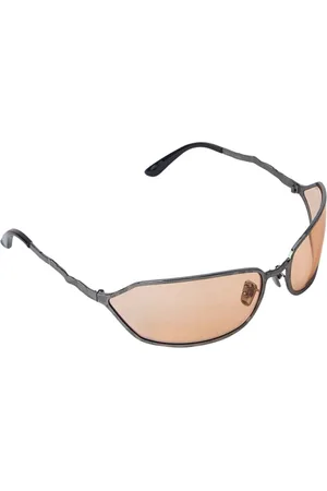 KUBORAUM Unisex, Accessoires, Gris, Taille: ONE Size Lunettes de Soleil Rectangulaires en Métal Fin Verres Transparent