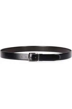 Emporio Armani Homme, Accessoires, Noir, Taille: ONE Size Ceinture Réversible en Cuir Noir Marron Foncé