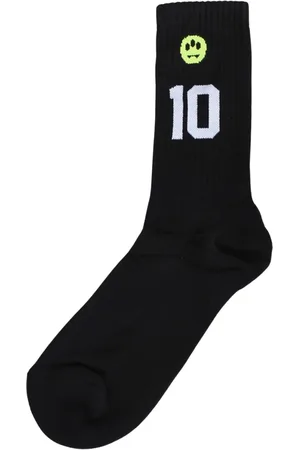 BARROW Homme, Sous-vêtements, Noir, Taille: ONE Size Chaussettes en coton avec numéro et sourire brodé