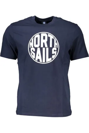 North Sails Homme, Tops, Bleu, Taille: XL T-Shirt en Coton Bleu avec Logo Imprimé