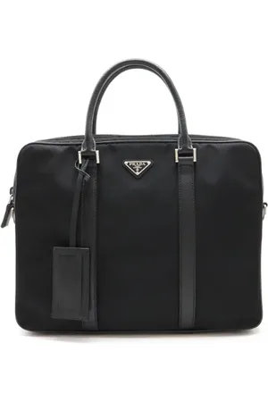 Prada Homme, Pre-owned, Noir, Taille: ONE Size Pre-owned Toile sacoches-mallettes