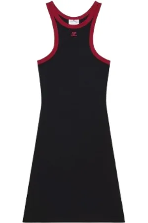 Courrèges Femme, Robes, Noir, Taille: 40 FR Robe Mini en Maille Scuba Noire