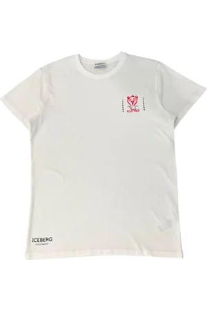 Iceberg Homme, Tops, Blanc, Taille: XL T-shirt en coton avec logo imprimé