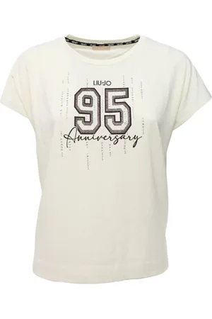 Liu Jo Femme, Tops, Blanc, Taille: 38 FR T-shirt coton col rond manches courtes