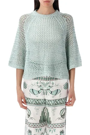 Fabiana Filippi Femme, Pulls, Vert, Taille: 40 FR Pull Blanc/Vert avec Ruban Bicolore