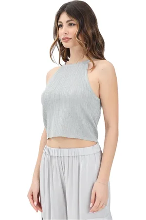Armani Exchange Femme, Tops, Gris, Taille: 42 FR Débardeur Argent Femme Printemps Été