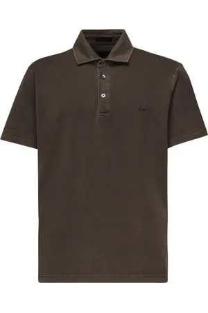 FAY Homme, Tops, Brun, Taille: M Polo en Jersey avec Logo Brodé