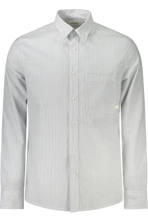 Calvin Klein Homme, Chemises, Blanc, Taille: S Chemise à Rayures avec Col Italien