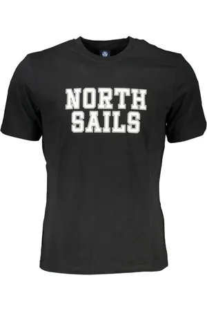 North Sails Homme, Tops, Noir, Taille: S T-shirt noir en coton avec logo imprimé
