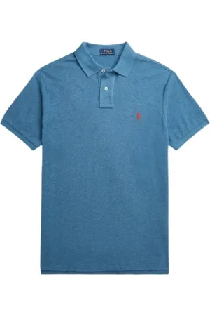 Ralph Lauren Homme, Tops, Bleu, Taille: L Polo Slim Fit sur mesure à manches courtes