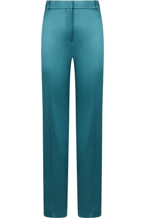 Alberta Ferretti Femme, Pantalons, Bleu, Taille: 38 FR Pantalon en Satin de Soie avec Poches