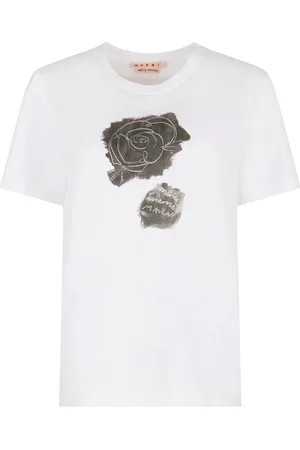 Marni Femme, Tops, Blanc, Taille: 36 FR T-shirt blanc à col rond avec impression