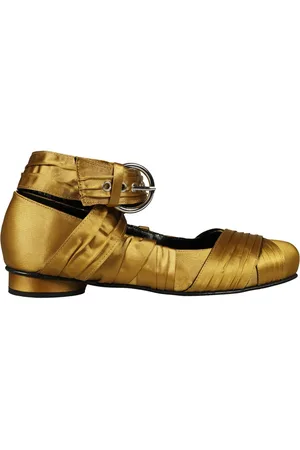 ALOHAS Femme, Chaussures, Jaune, Taille: 36 EU Ballerine soyeuse or à lacets en cuir