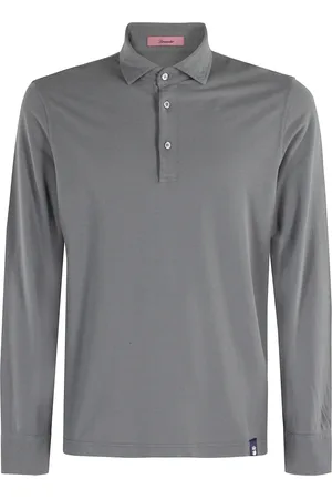 DRUMOHR Homme, Tops, Gris, Taille: L Polo Manches Longues en Coton Ice