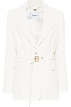 Blugirl Femme, Vestes, Blanc, Taille: 38 FR Manteau Blanc à Boutons et Poches