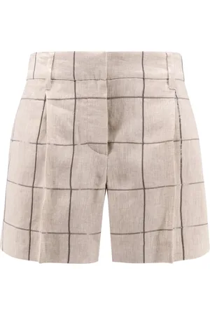 Brunello Cucinelli Femme, Shorts, , Taille: 38 FR Shorts en lin taille haute avec fermeture éclair