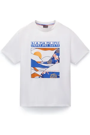 Napapijri Homme, Tops, Blanc, Taille: L Tee-shirt Graphique Manches Courtes Valdor