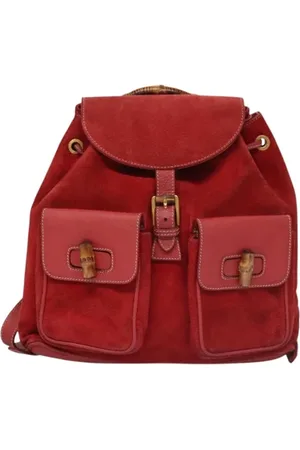 Gucci Femme, Pre-owned, Rouge, Taille: ONE Size Pre-owned Daim sacs-dos