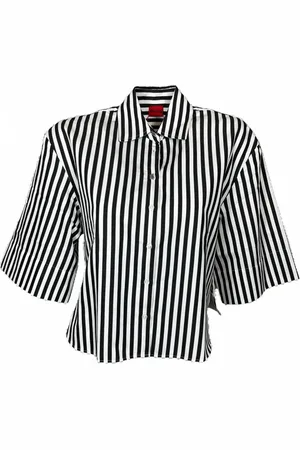 HUGO BOSS Femme, Blouses et Chemises, Noir, Taille: 38 FR Chemise à rayures avec manches larges