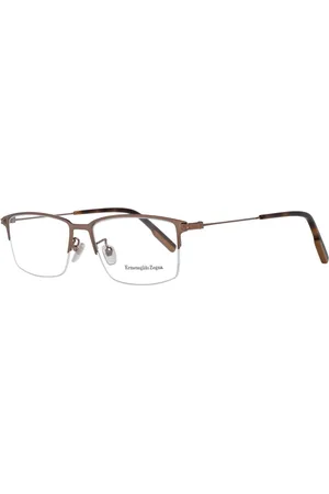 Ermenegildo Zegna Homme, Accessoires, Brun, Taille: ONE Size Montures Optiques Homme Bronze Demi-Cerclées