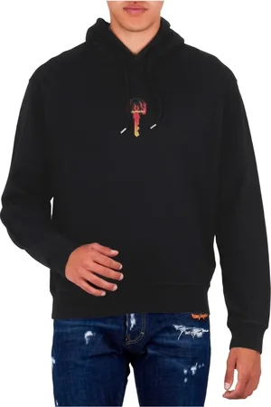 Dsquared2 Homme, Sweatshirts et sweats à capuche, Noir, Taille: S Sweat à capuche logo clé printé - Style clé