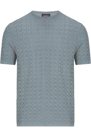 Emporio Armani Homme, Pulls, Bleu, Taille: L T-shirt en tricot de luxe à manches courtes