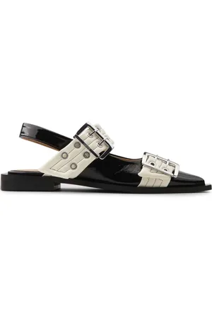 Ganni Femme, Chaussures, Noir, Taille: 37 EU Chaussures plates avec détail de boucle