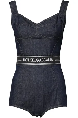Dolce & Gabbana Femme, Tops, Bleu, Taille: 36 FR Body en denim sans manches bleu avec fermeture éclair