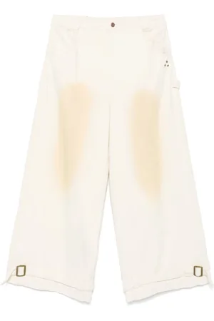 Untitled Artworks Homme, Pantalons, Blanc, Taille: XL Pantalon Beige Ceinturé Classique à Cinq Poches
