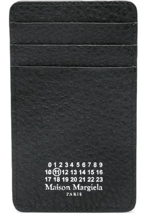 Maison Margiela Homme, Accessoires, Noir, Taille: ONE Size Portefeuille en cuir grainé avec logo signature