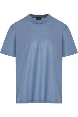 BRIONI Homme, Tops, Bleu, Taille: M T-shirt en soie de luxe fabriqué en Italie