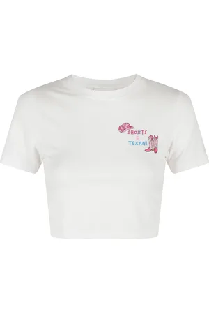 MC2 SAINT BARTH Femme, Tops, Blanc, Taille: 38 FR T-shirt Blanc Crop avec Broderie