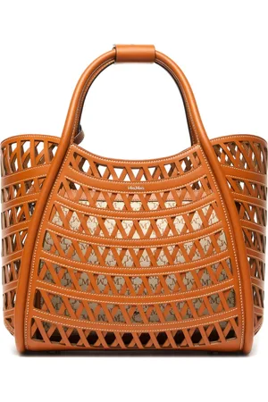 Max Mara Femme, Sacs, Brun, Taille: ONE Size Sac clutch en cuir marron avec logo